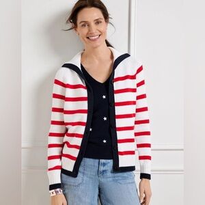 Talbots sailor collar nautical cardigan sweater